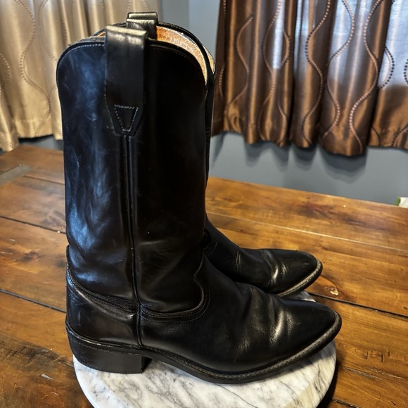 VTG Acme Leather Cowboy Biker Boots Black Vulcan Oil Resistant Men Sz 9 USA